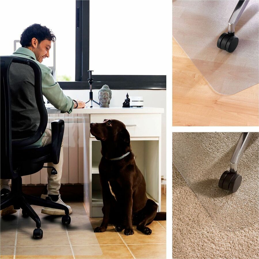 Floortex Cleartex Unomat Chair Mat - Pile Carpet, Hard Floor, Laminate Floor, Tile Floor, Home Office - 47" Length x 35" Width - Rectangular - Polycarbonate, Vinyl - Clear - 1 Each
