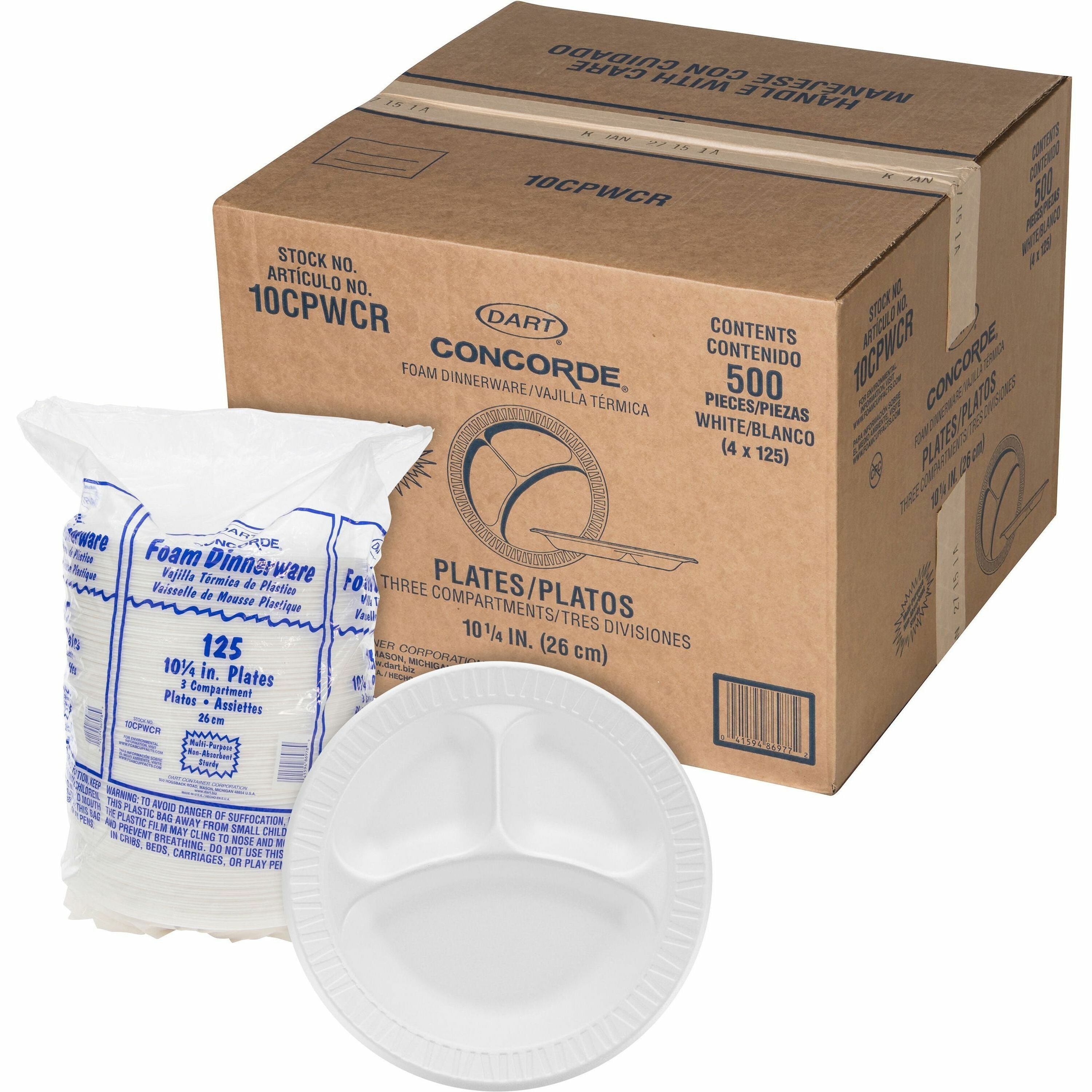 10.3" Diameter - White - Foam Body - 125/Bag - 4 / Carton