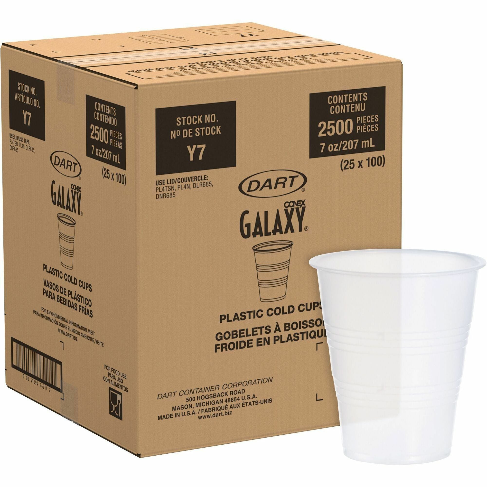 7 fl oz - Translucent - Plastic, Polystyrene - Cold Drink - 100/Bag - 25 / Carton