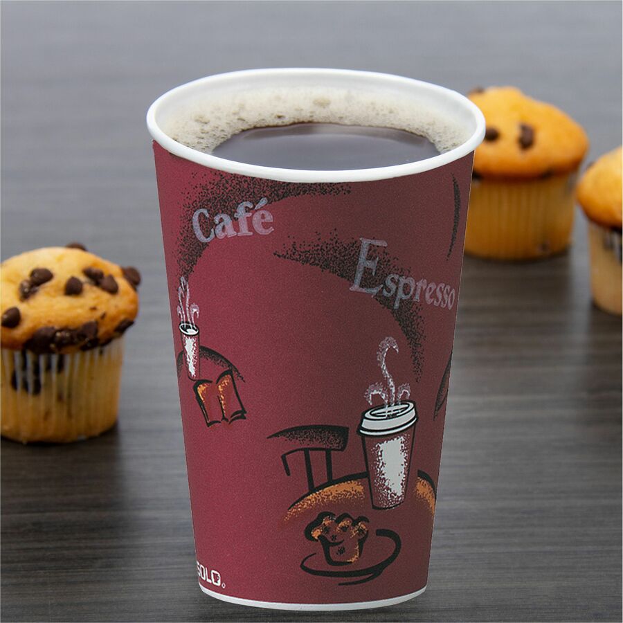 8 fl oz - Maroon - Poly Paper - Hot Drink, Coffee, Tea, Cocoa - 25/Pack - 20 / Carton