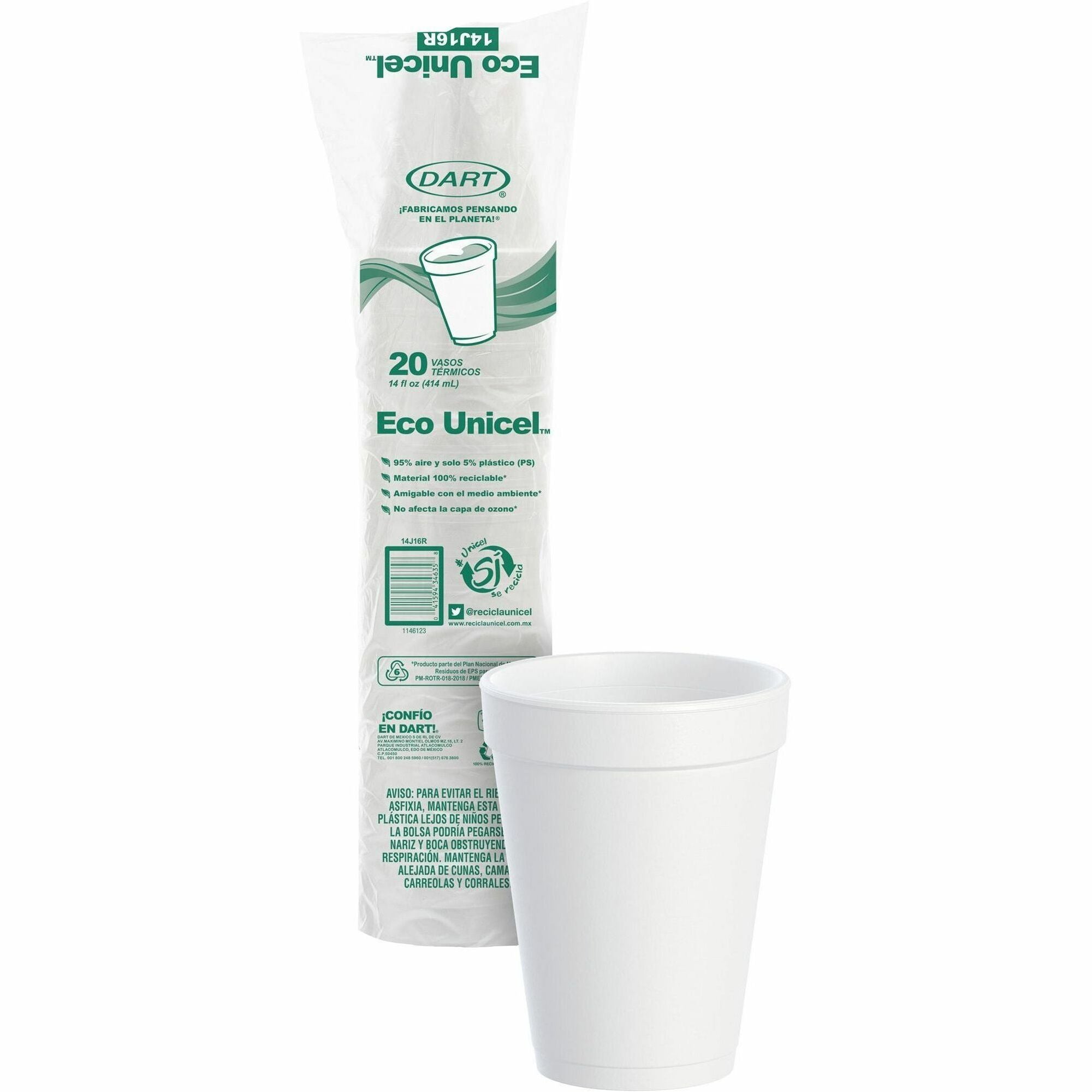 14 fl oz - White - Foam - Cold Drink, Hot Drink, Soft Drink - 25/Pack - 40 / Carton