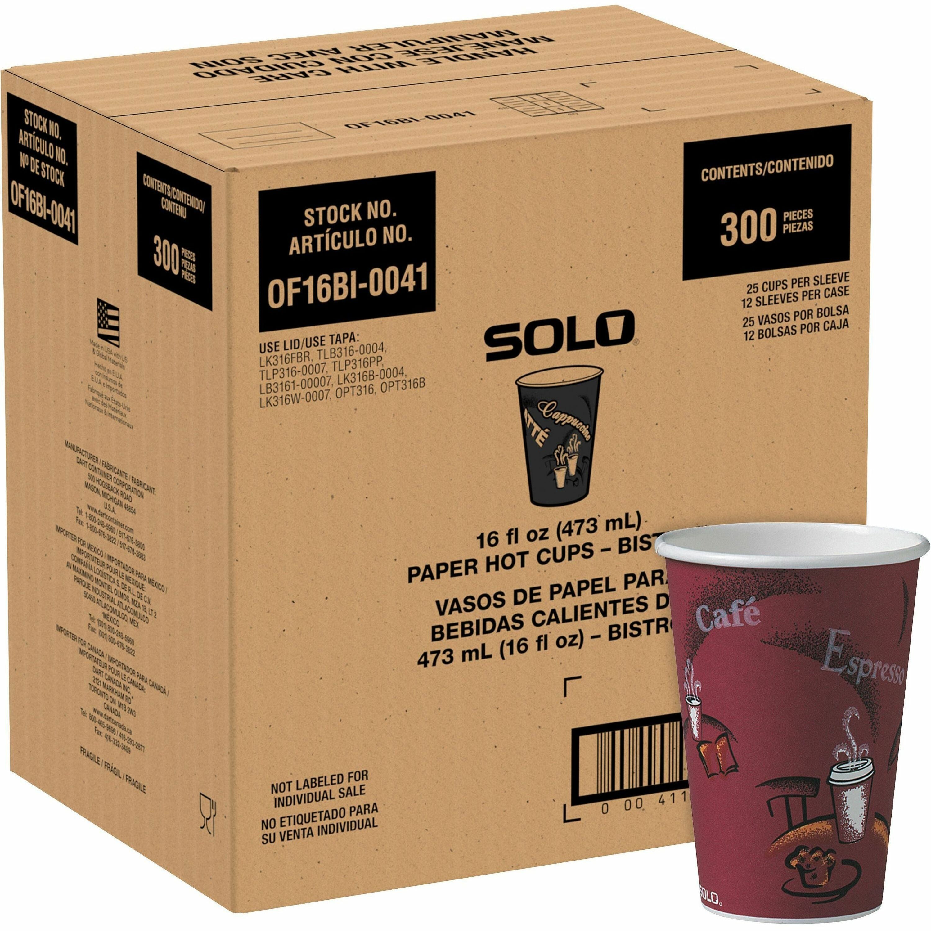 16 fl oz - Maroon - Poly Paper - Hot Drink, Coffee, Tea, Cocoa - 300 / Carton
