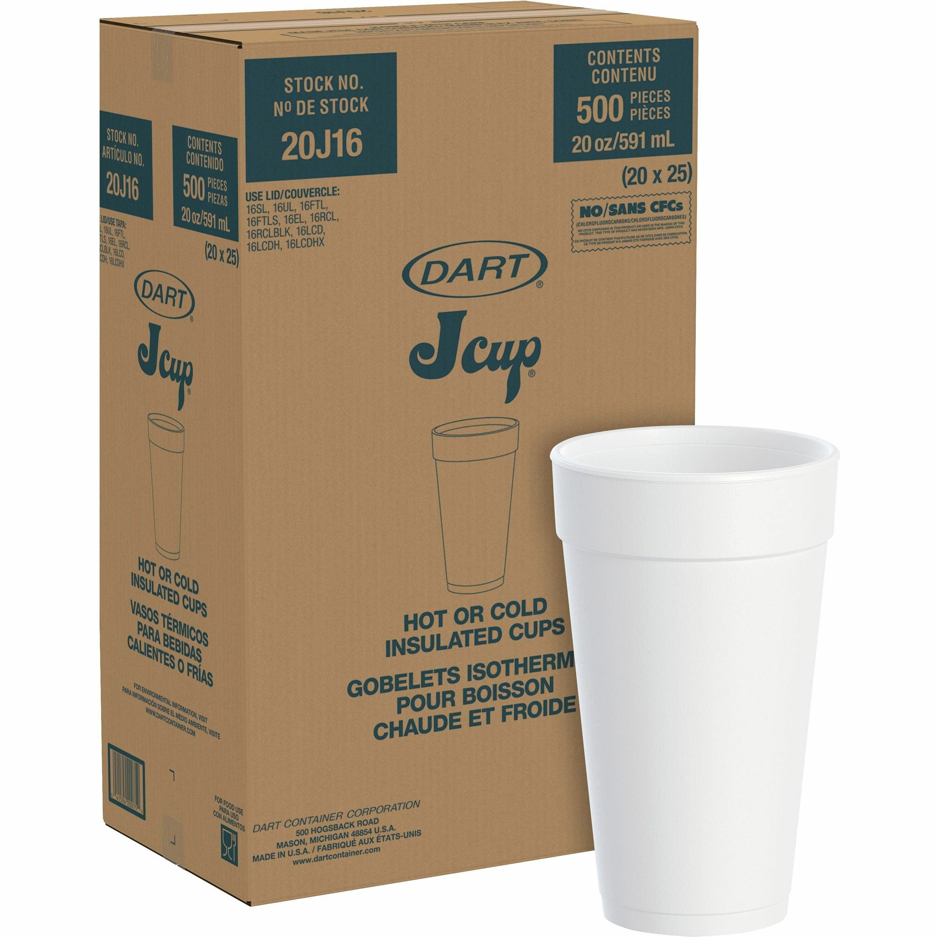 20 fl oz - Round - White - Foam - Beverage, Coffee, Cappuccino, Soft Drink, Juice, Hot Drink, Cold Drink, Iced Tea, Smoothie - 20/Pack - 25 / Carton