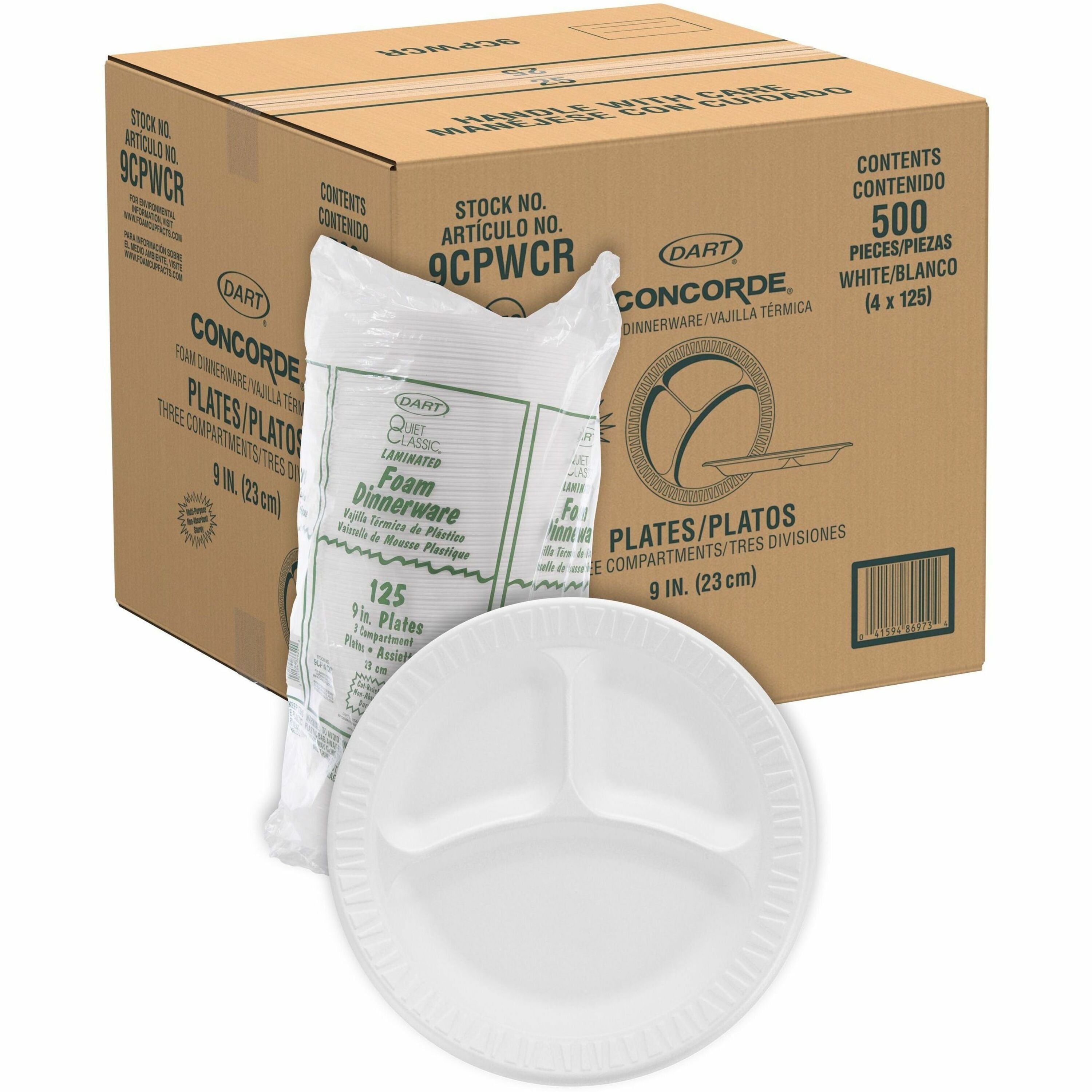 9" Diameter - White - Foam, Plastic Body - 125/Pack - 4 / Carton
