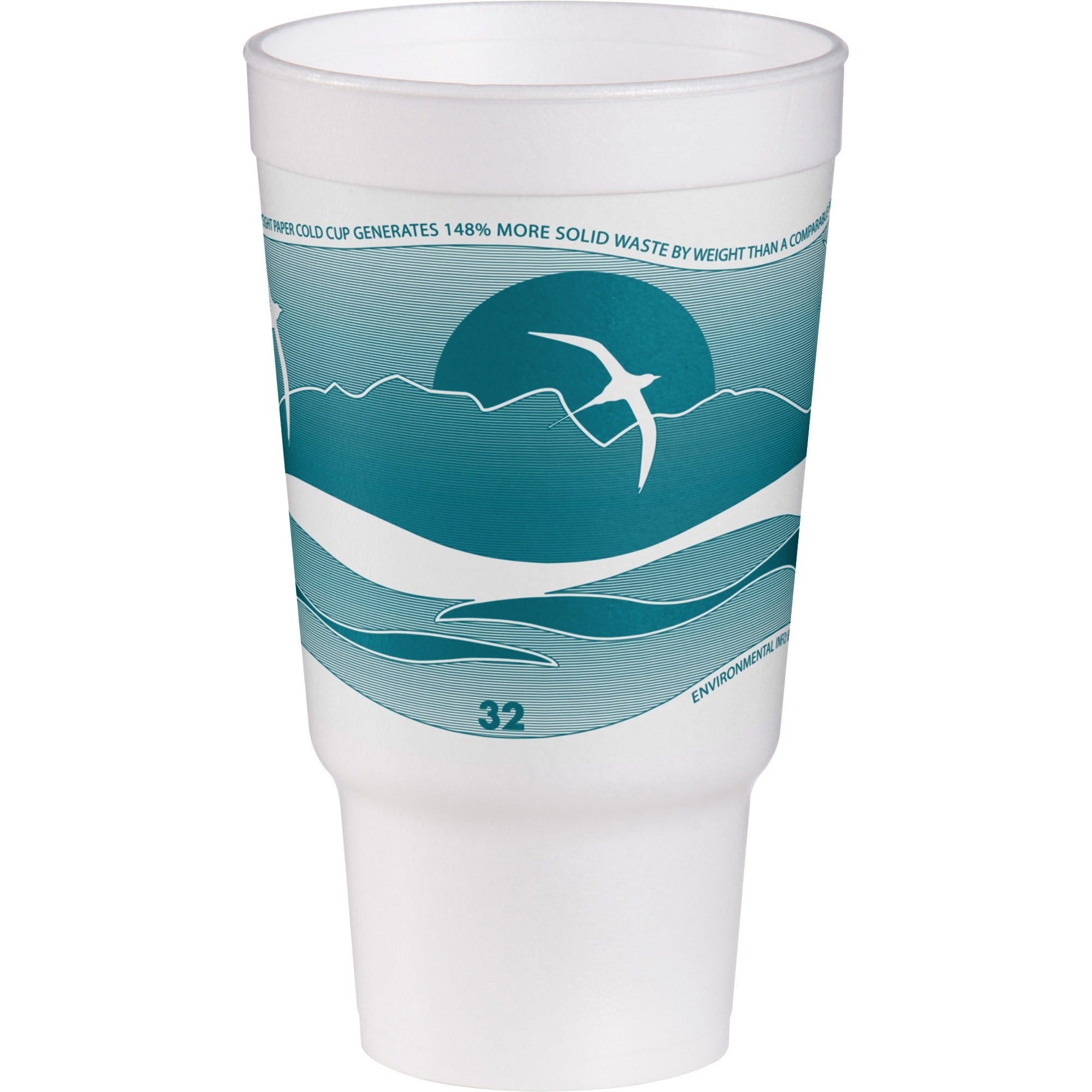 1 quart - Teal - Foam - Coffee, Soft Drink, Juice, Tea, Water, Hot Drink, Cold Drink - 16/Pack - 25 / Carton