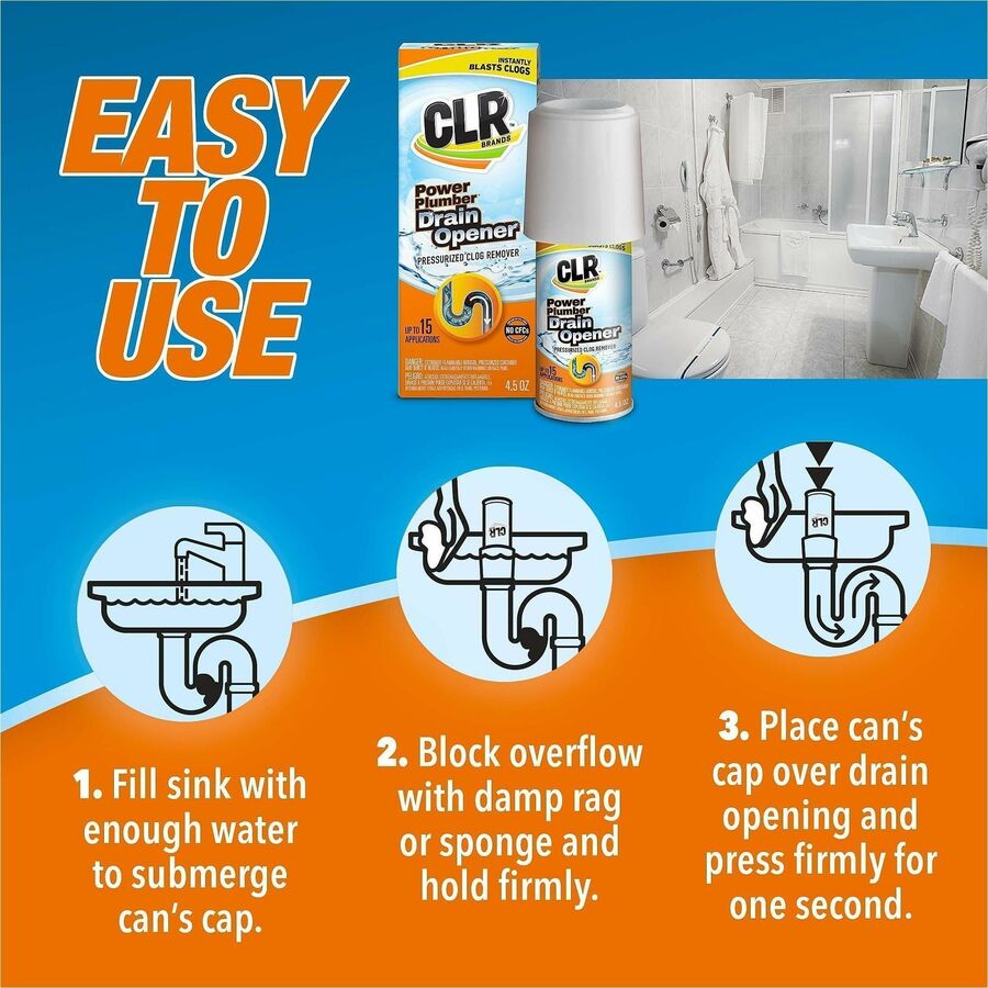 For Drain, Sink, Tub - Aerosol - 4.5 fl oz (0.1 quart) - Unclog, CFC-free, Easy to Use - White - 6 / Carton