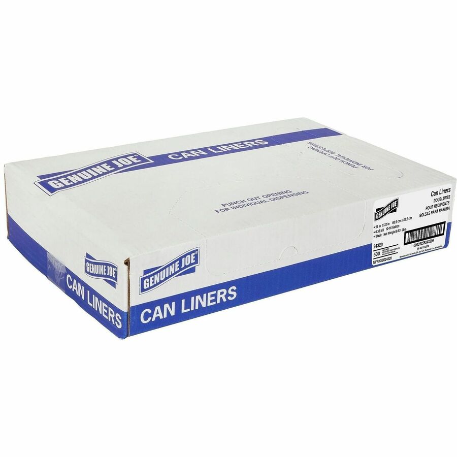 Genuine Joe Linear Low Density Can Liners - 24" Length x 32" Width x 0.35 mil (9 Micron) Thickness - Low Density - Clear - Linear Low-Density Polyethylene (LLDPE), Polyethylene - Can Liner, Garbage