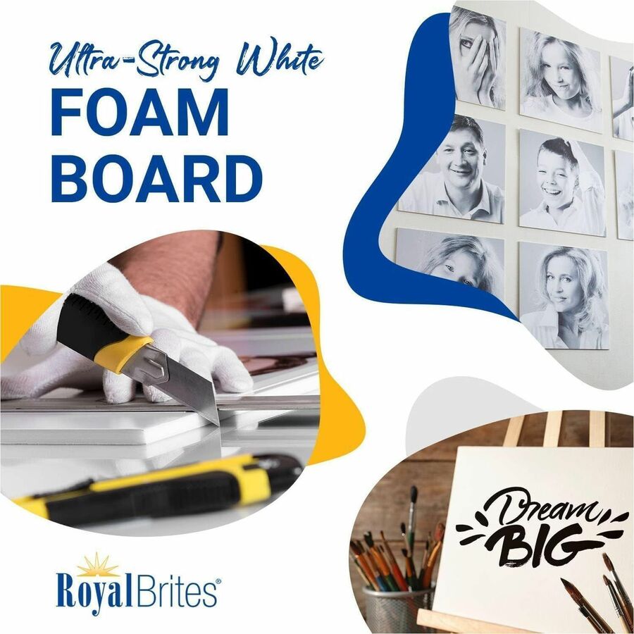 School Project, Presentation, Crafting, Sign - 20" Width x 30" Depth x 180 mil Thickness - White - Foam - 10 / Carton