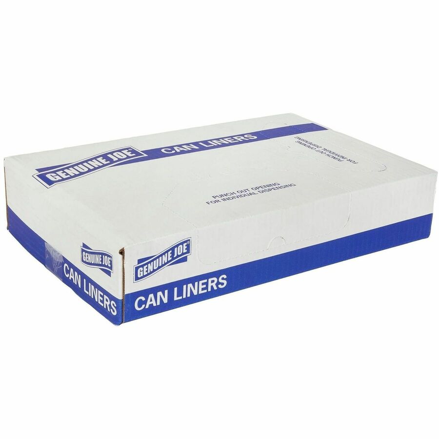 Genuine Joe Linear Low Density Can Liners - 30" Length x 36" Width x 0.75 mil (19 Micron) Thickness - Low Density - White - Linear Low-Density Polyethylene (LLDPE), Polyethylene - Garbage, Can Liner