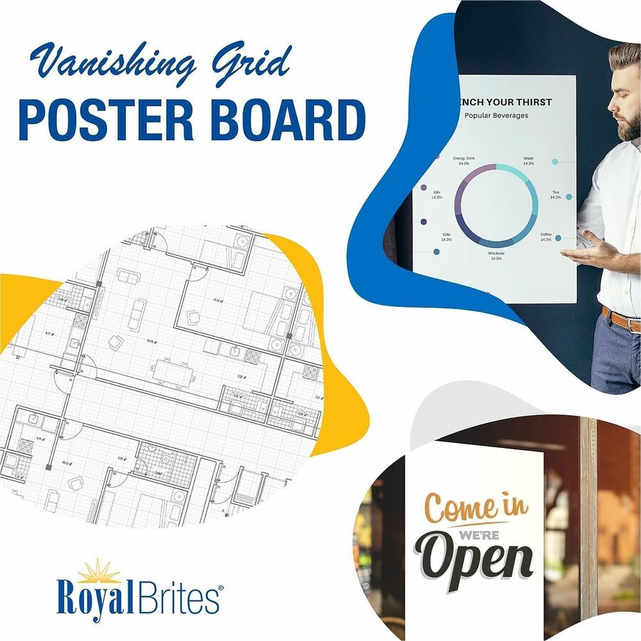 Project, Sign, Presentation, Chart - 22" Width x 28" Depth - Grid - White - 24 / Carton