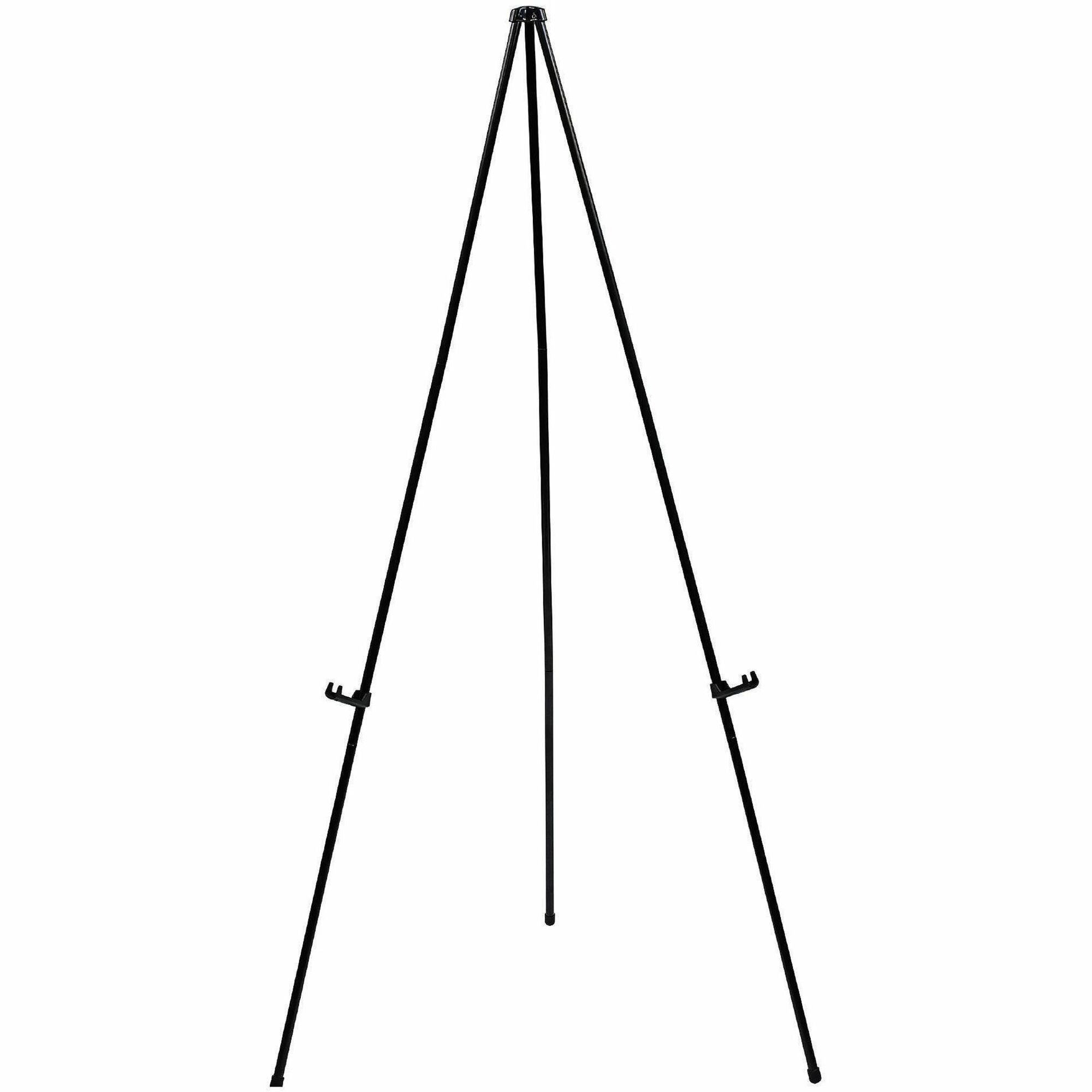 Lorell Presentation Easel - 20 lb Load Capacity - Aluminum, Steel, Metal - Black - For Presentation, Travel - Heavy Duty, Collapsible, Portable, Lightweight, Sturdy, Adjustable, Non-skid Feet