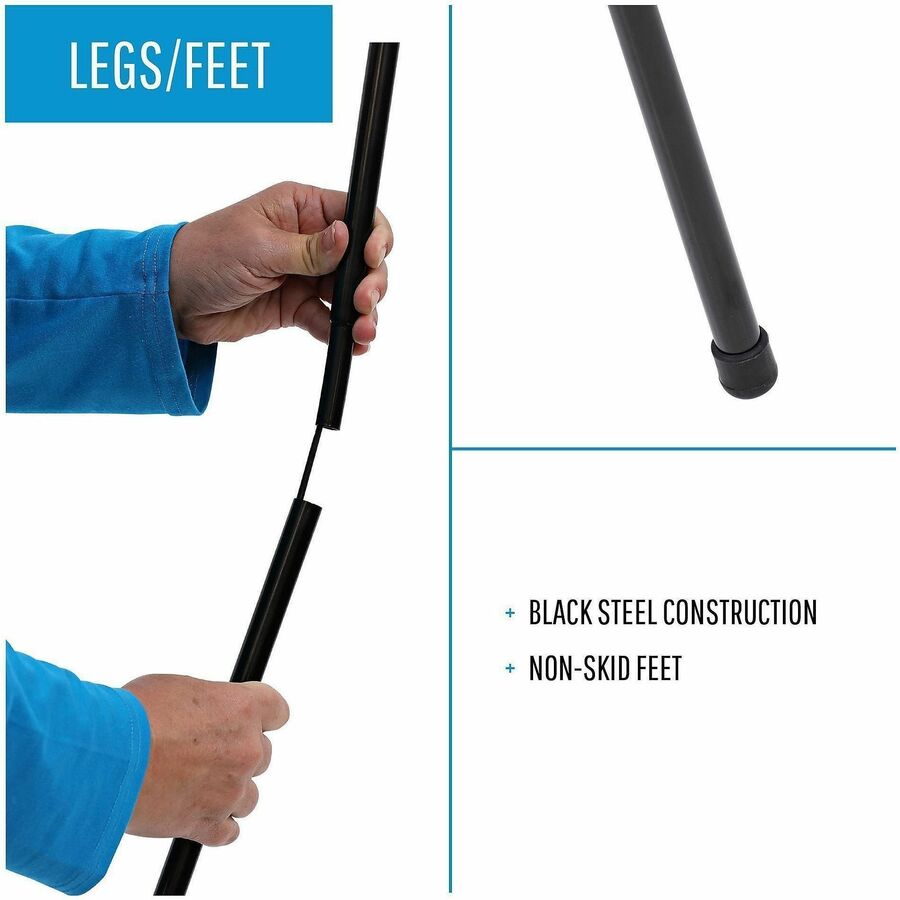 Lorell Presentation Easel - 20 lb Load Capacity - Aluminum, Steel, Metal - Black - For Presentation, Travel - Heavy Duty, Collapsible, Portable, Lightweight, Sturdy, Adjustable, Non-skid Feet