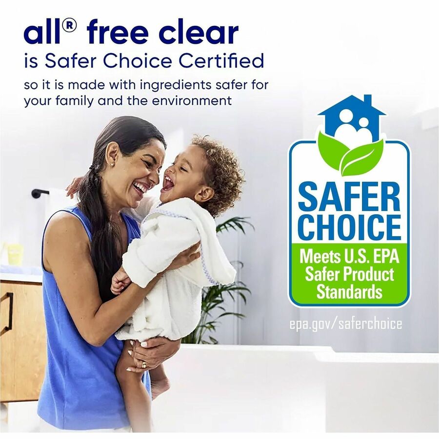 all Free Clear Liquid Laundry Detergent, Liquid, 118 fl oz (3.7 quart), 94 Loads, Skin-friendly, Hypoallergenic, Dye-free, Unscented, Fragrance-free, Phosphate-free, Clear, 1 Each
