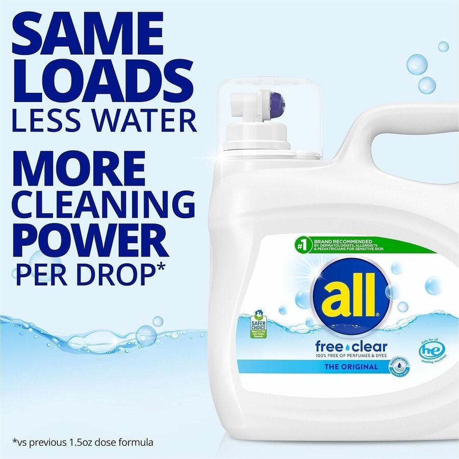 all Free Clear Liquid Laundry Detergent, Liquid, 118 fl oz (3.7 quart), 94 Loads, Skin-friendly, Hypoallergenic, Dye-free, Unscented, Fragrance-free, Phosphate-free, Clear, 1 Each