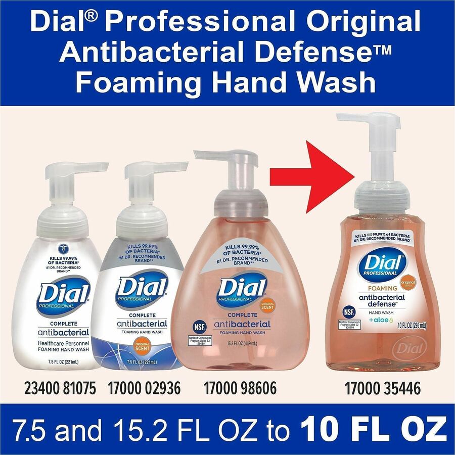 Dial Professional Antibacterial Defense Foaming Handwash - Spring Water Scent - 10 fl oz - Pump Dispenser - Bacteria Remover - Hand, Household - Antibacterial - Clear - Sulfate-free, Paraben-free, Phthalate-free, Silicone-free, Cruelty-free - 1 Each