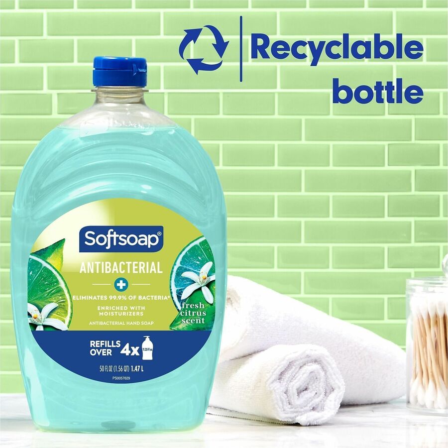 Softsoap Liquid Hand Soap - Fresh Citrus Scent - 1.56 quart - Bacteria Remover - Hand, Skin - Moisturizing - Antibacterial - Green - Paraben-free, Phthalate-free - 6 / Carton