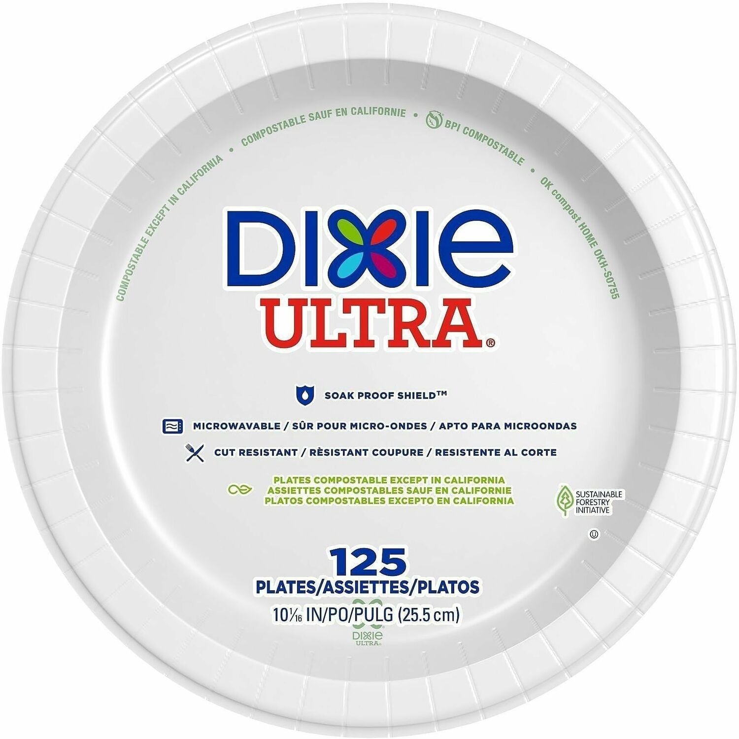 Food - Disposable - 10" Diameter - White - Paper Body - Round - 500 / Case