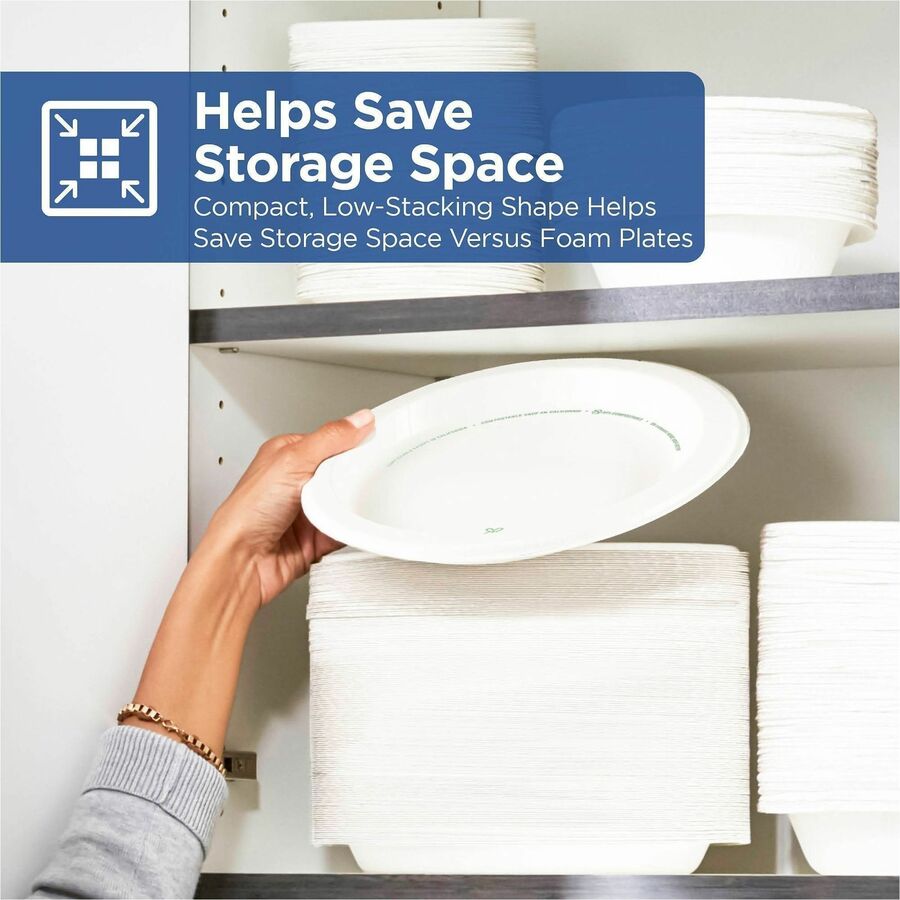 Food - Disposable - 10" Diameter - White - Paper Body - Round - 500 / Case
