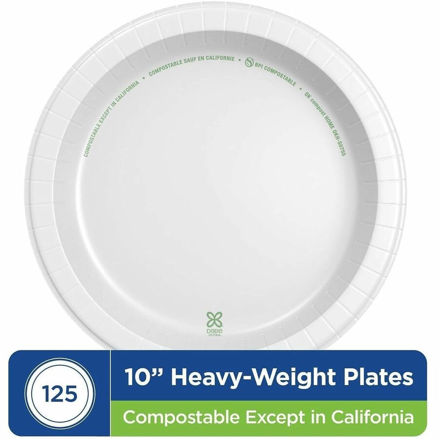 Food - Disposable - 10" Diameter - White - Paper Body - Round - 500 / Case