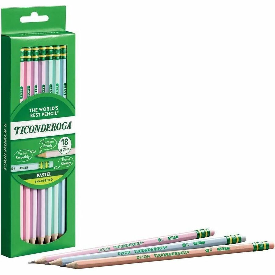 Ticonderoga Pastel Wood-Cased No. 2 Pencils