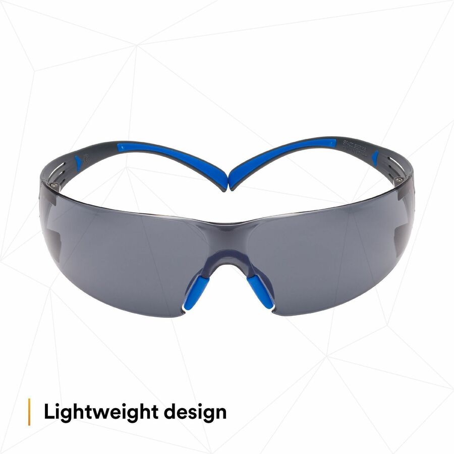 3M SecureFit Protective Eyewear, Gray Polycarbonate Lens, Blue/Gray Frame, Anti-fog, Impact Resistant, Lightweight, Adjustable Nose Pad, 1 Pair