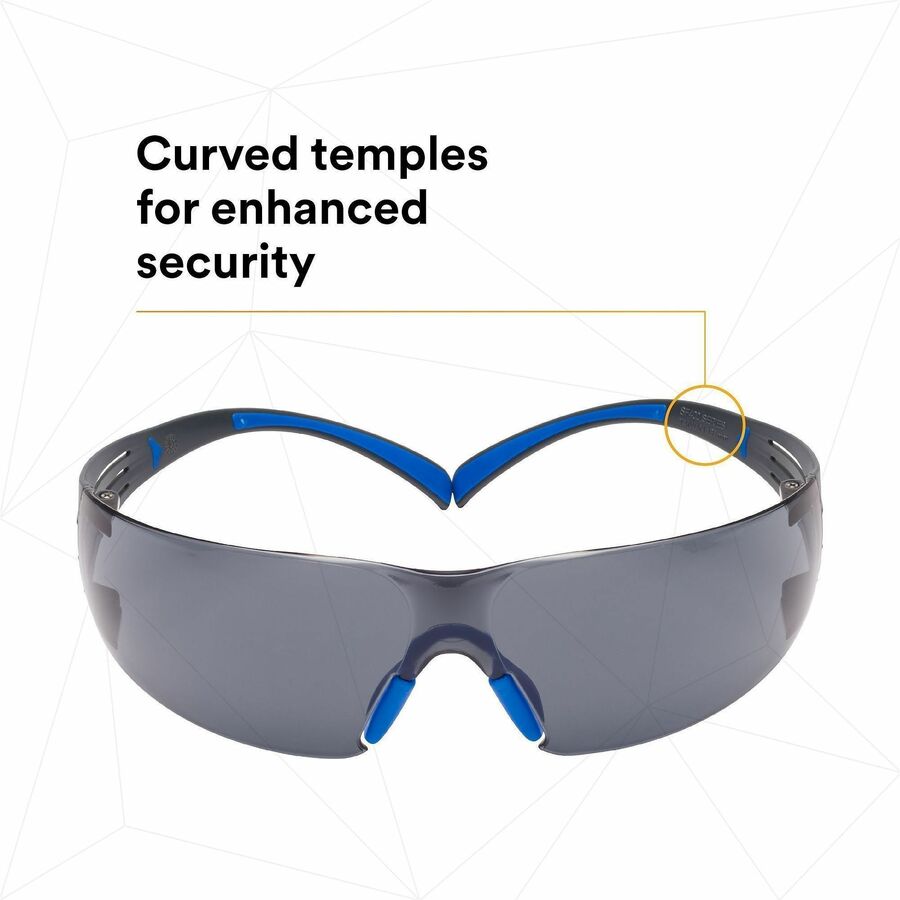 3M SecureFit Protective Eyewear, Gray Polycarbonate Lens, Blue/Gray Frame, Anti-fog, Impact Resistant, Lightweight, Adjustable Nose Pad, 1 Pair