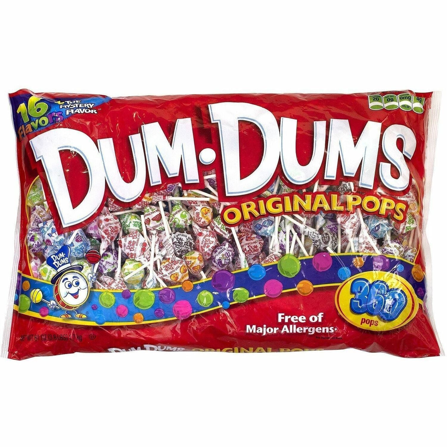 Watermelon, Strawberry, Cherry, Grape, Blue Raspberry, Root Beer, Sour Apple, Cream Soda, Butterscotch, Cotton Candy, Bubble Gum, ... - Individually Wrapped - 4.95 lb - 360 Pieces/Bag - 1 / Carton