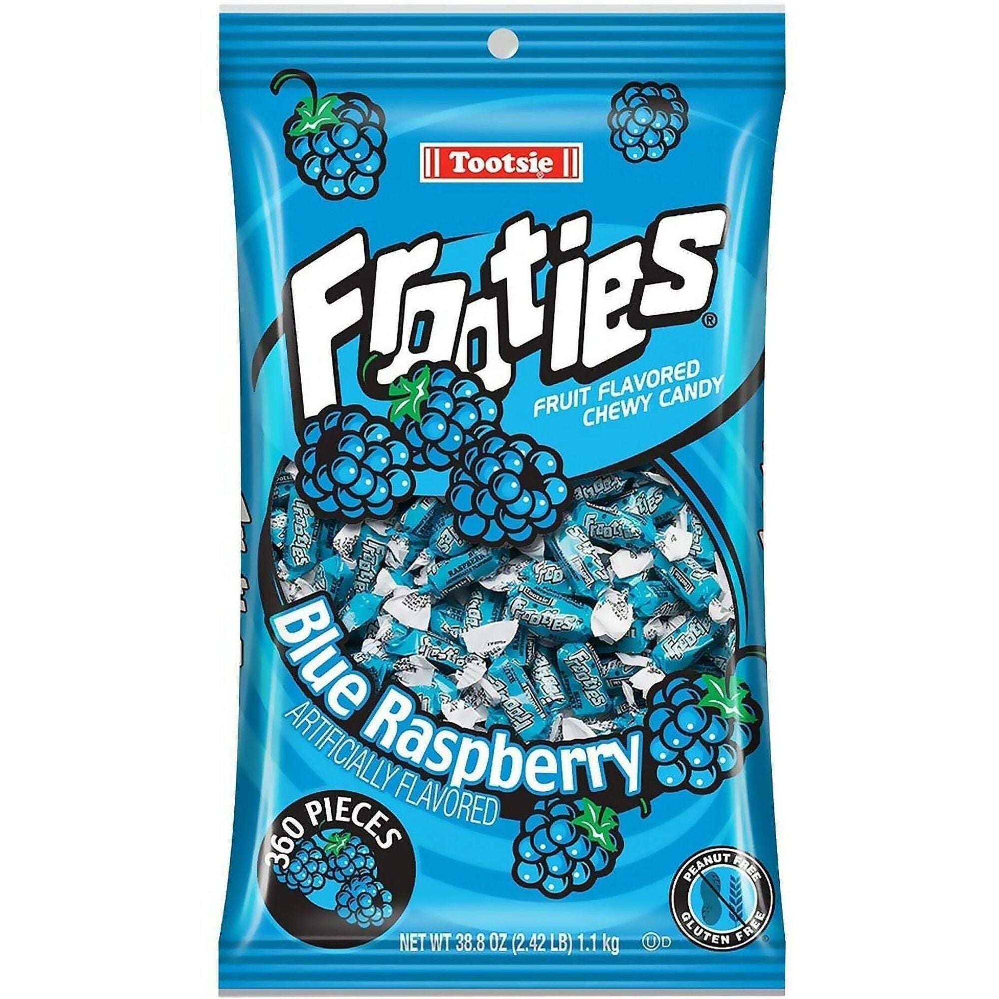 Green Rabbit Frooties Chewy Fruit Candies - Blue Raspberry - Individually Wrapped - 360 Pieces/Bag - 1 / Carton