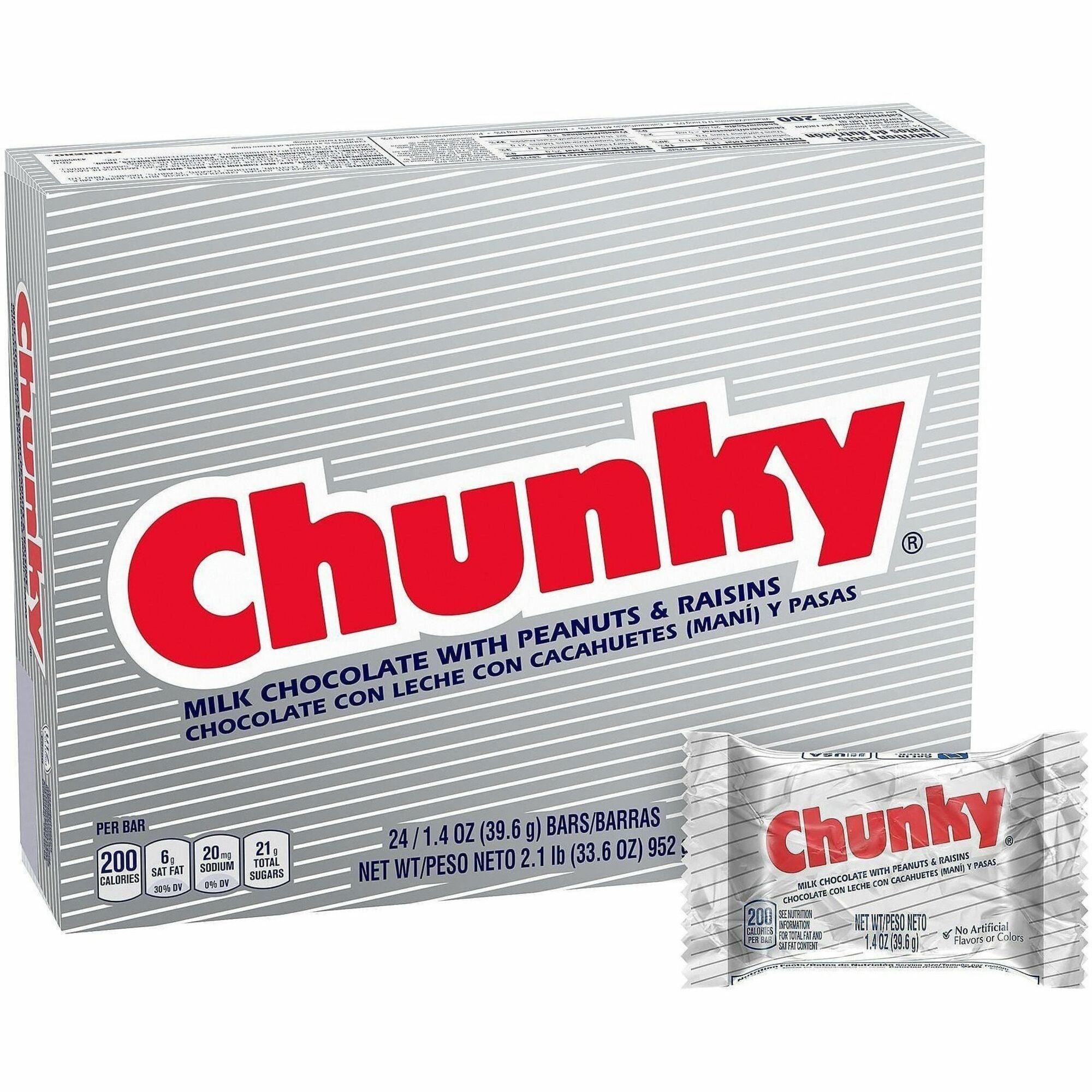 Milk Chocolate, Peanut, Raisin - Individually Wrapped - 1.40 oz - 24 /Pack - 1 / Carton