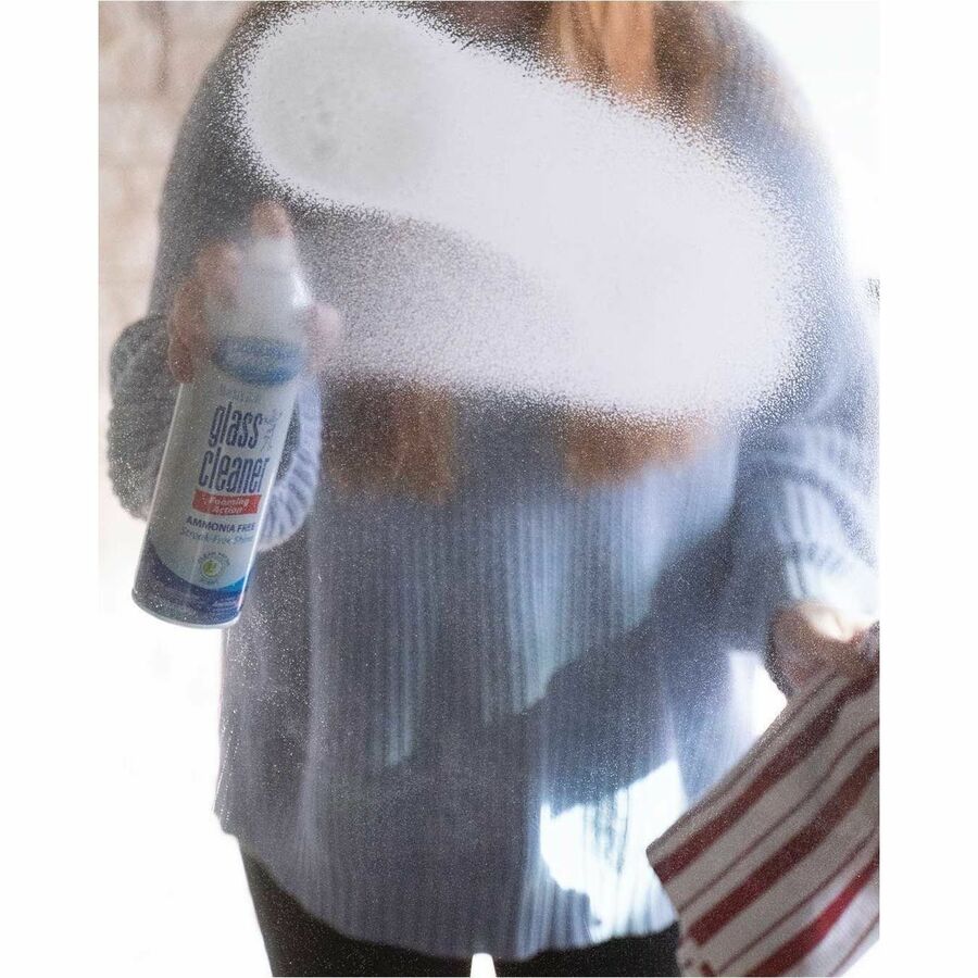 For Mirror, Window, Windshield, Glass - Aerosol, Foam - 19 fl oz (0.6 quart) - Fresh, Pleasant Scent - Recommended For: Soil Remover - No-rinse, Ammonia-free, Easy to Use, Fast Acting, Quick Drying - Blue - 12 / Carton