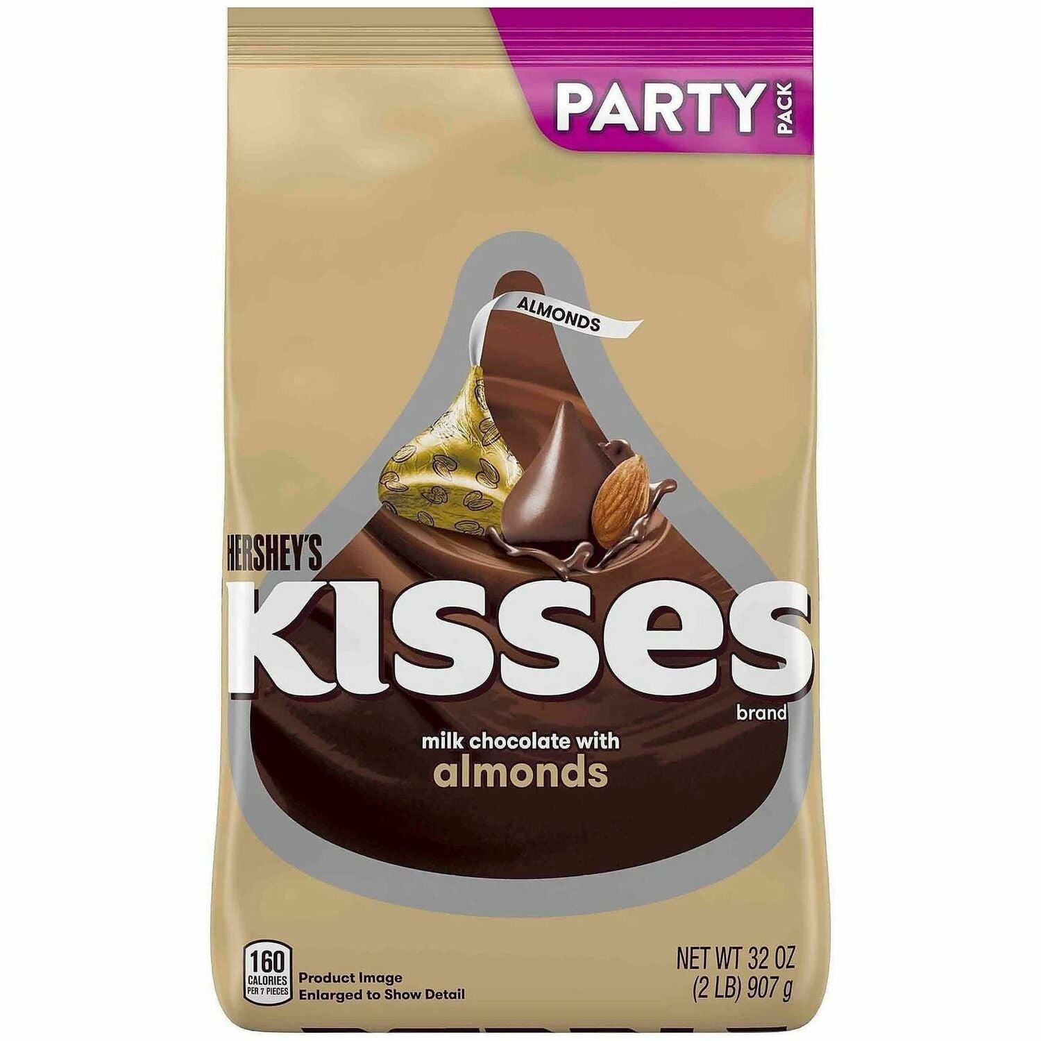 Green Rabbit Hershey's Kisses MilkChocolate Almond - Milk Chocolate with Almond - Individually Wrapped - 2 lb