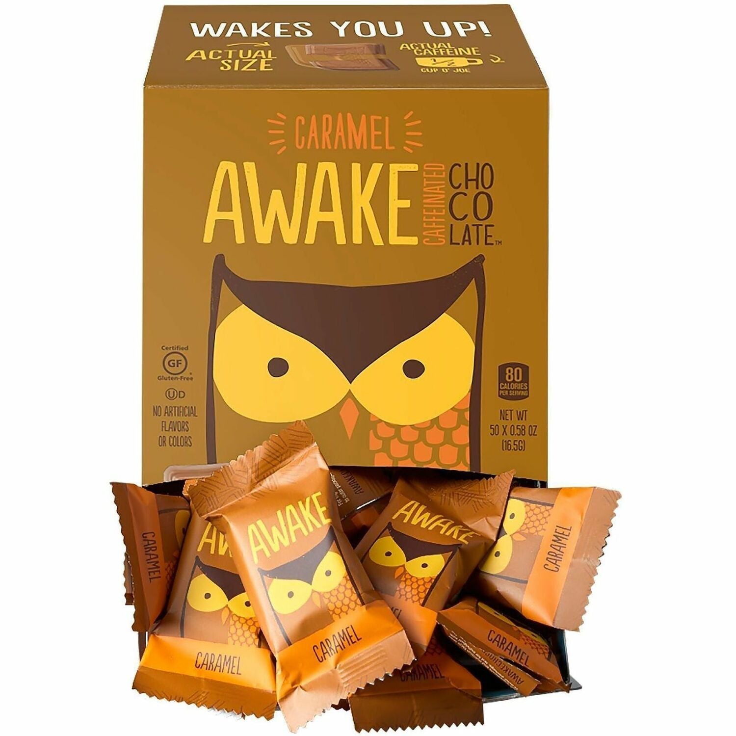 Caramel, Chocolate - Individually Wrapped, No Artificial Flavor, No Artificial Color, Gluten-free - 0.58 oz - 50 /Box - 1 / Carton