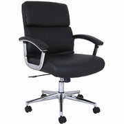 Bonded Leather Seat Material - Mid Back - Black - Armrest - 1 Each
