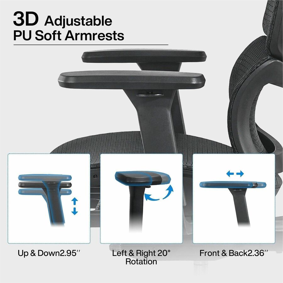 Lorell Ripley All-Mesh High-Back Chair with Articulating Lumbar Support - Mesh Back Material - High Back - Gray - Mesh - 1 Each