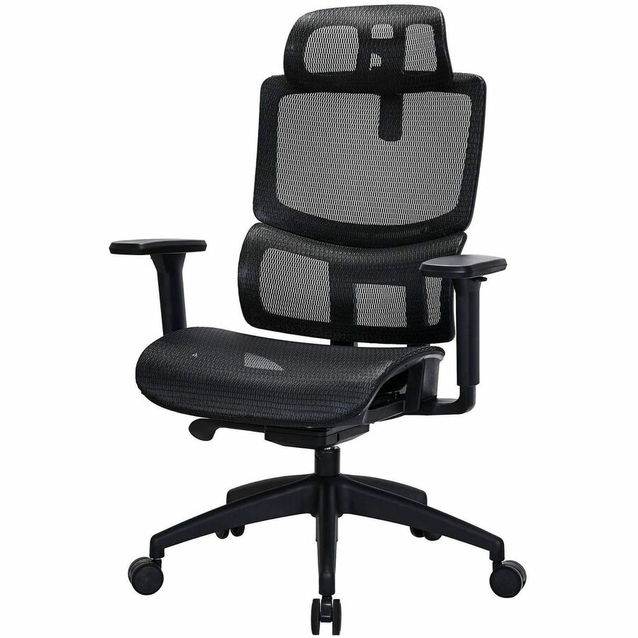 Lorell Ripley All-Mesh High-Back Chair with Articulating Lumbar Support - Mesh Back Material - High Back - Black - Mesh - 1 Each