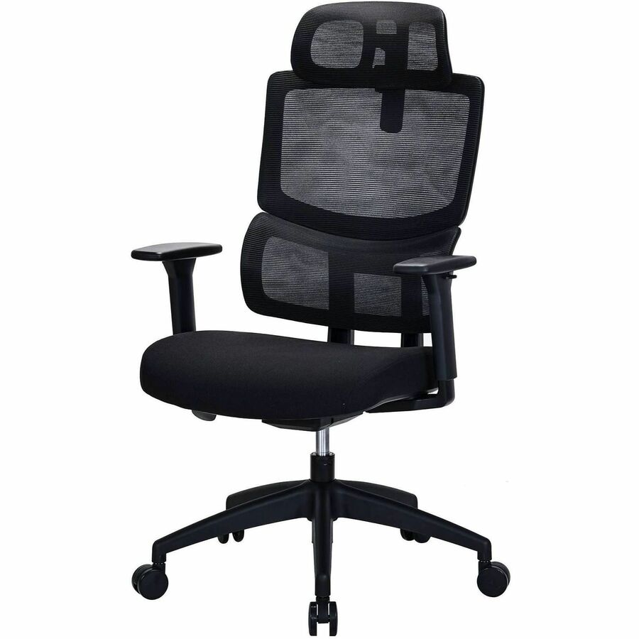 Lorell Ripley High Mesh-Back Chair with Articulating Lumbar Support - High Back - Black - Fabric, Mesh - 1 Each