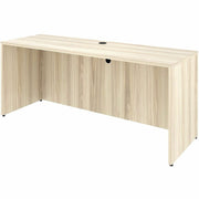 Lorell Essential Series Credenza Shell, 1" Thick Laminate Top, 29.5"H x 70.9"W x 23.6"D, Silver Brush/Modern Elm, Adjustable Feet, Cord Management, 1 Each