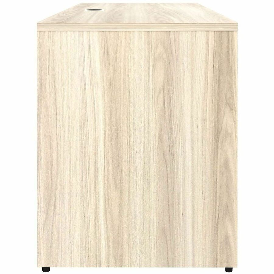 Lorell Essential Series Credenza Shell, 1" Thick Laminate Top, 29.5"H x 70.9"W x 23.6"D, Silver Brush/Modern Elm, Adjustable Feet, Cord Management, 1 Each