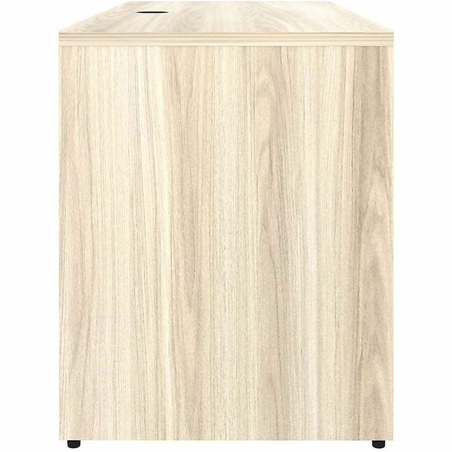 Lorell Essential Series Laminate Credenza Shell, 1" Thick Table Top, 29.5"H x 66"W x 24"D, Silver Brush/Modern Elm Finish, Adjustable Feet, Cord Management, 1 Each