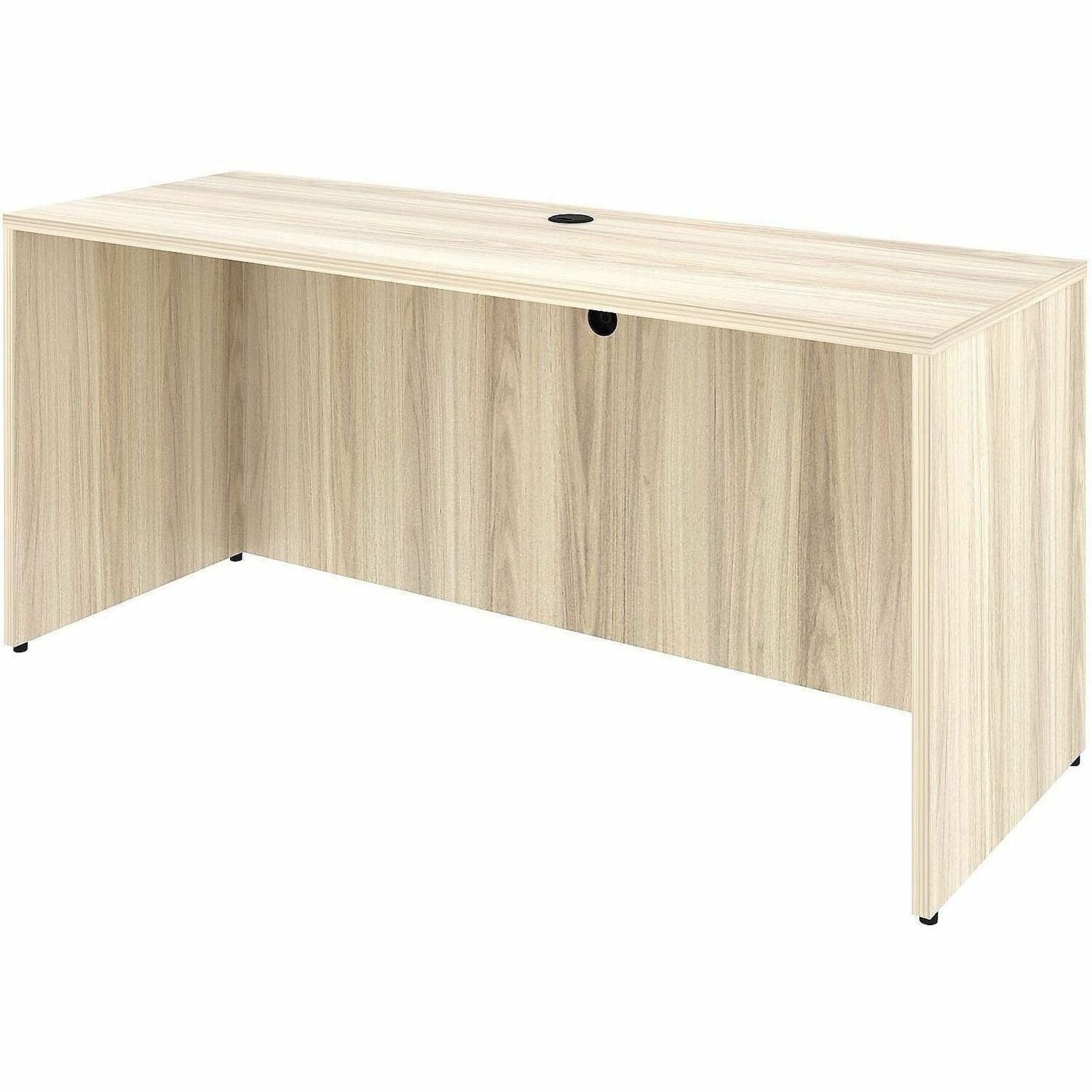 Lorell Essential Series Laminate Credenza Shell, 1" Thick Table Top, 29.5"H x 66"W x 24"D, Silver Brush/Modern Elm Finish, Adjustable Feet, Cord Management, 1 Each