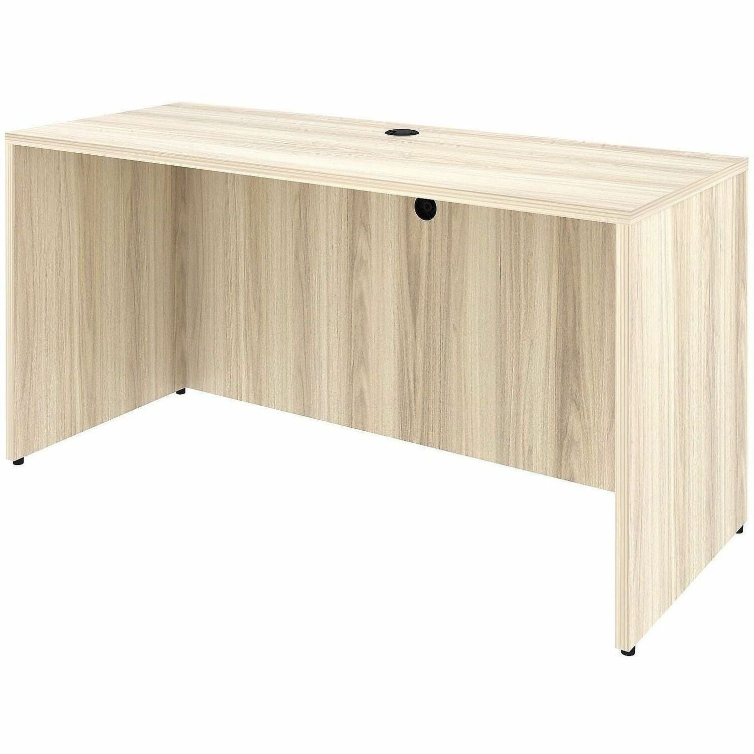 Lorell Essential Series Credenza Shell, 1" Thick Laminate Top, 29.5"H x 60"W x 24"D, Modern Elm/Silver Brush, Adjustable Feet, Cord Management, 2 Grommets, 1 Each