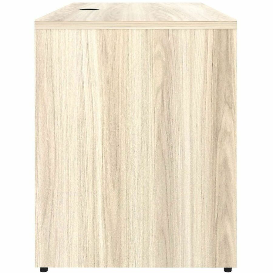 Lorell Essential Series Credenza Shell, 1" Thick Laminate Top, 29.5"H x 60"W x 24"D, Modern Elm/Silver Brush, Adjustable Feet, Cord Management, 2 Grommets, 1 Each