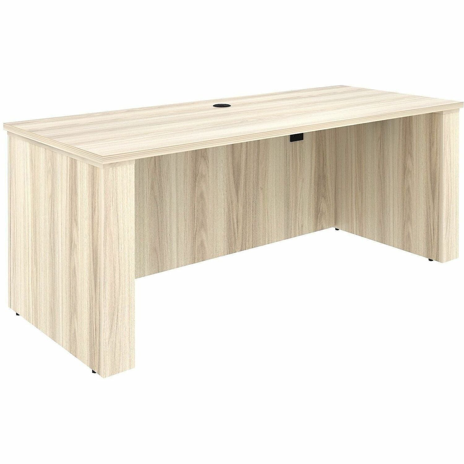 Lorell Essentials 72" Sit-to-Stand Desk Shell, 1" Thick Table Top, 49"H x 72"W x 29"D, Laminate/Metal, Modern Elm Finish, Includes Modesty Panel, Leg Panels, Adjustable Feet, Cord Management, 1 Each