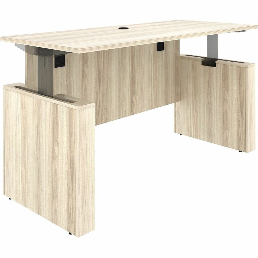 Lorell Essentials 72" Sit-to-Stand Desk Shell, 1" Thick Table Top, 49"H x 72"W x 29"D, Laminate/Metal, Modern Elm Finish, Includes Modesty Panel, Leg Panels, Adjustable Feet, Cord Management, 1 Each