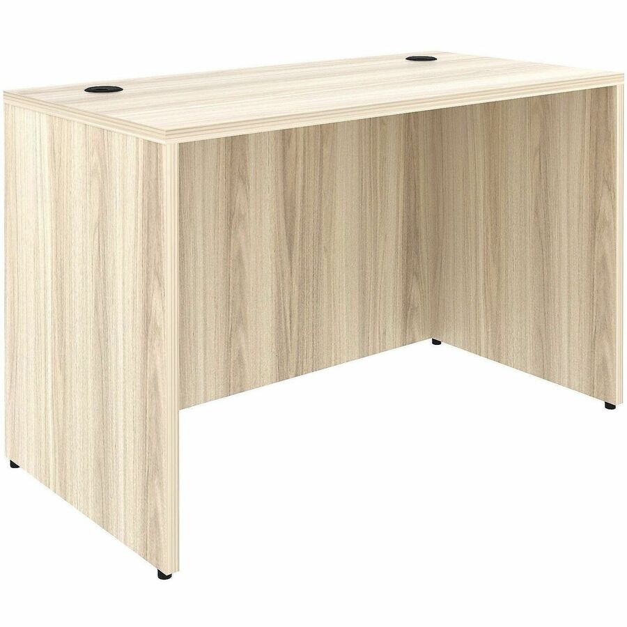Lorell Essential Series Laminate Desk Shell, 1" Thick Top, 29.5"H x 48"W x 24"D, Modern Elm Finish, Rectangle, 2 Grommets, Modesty & Privacy Panel, Adjustable Feet, 1 Each