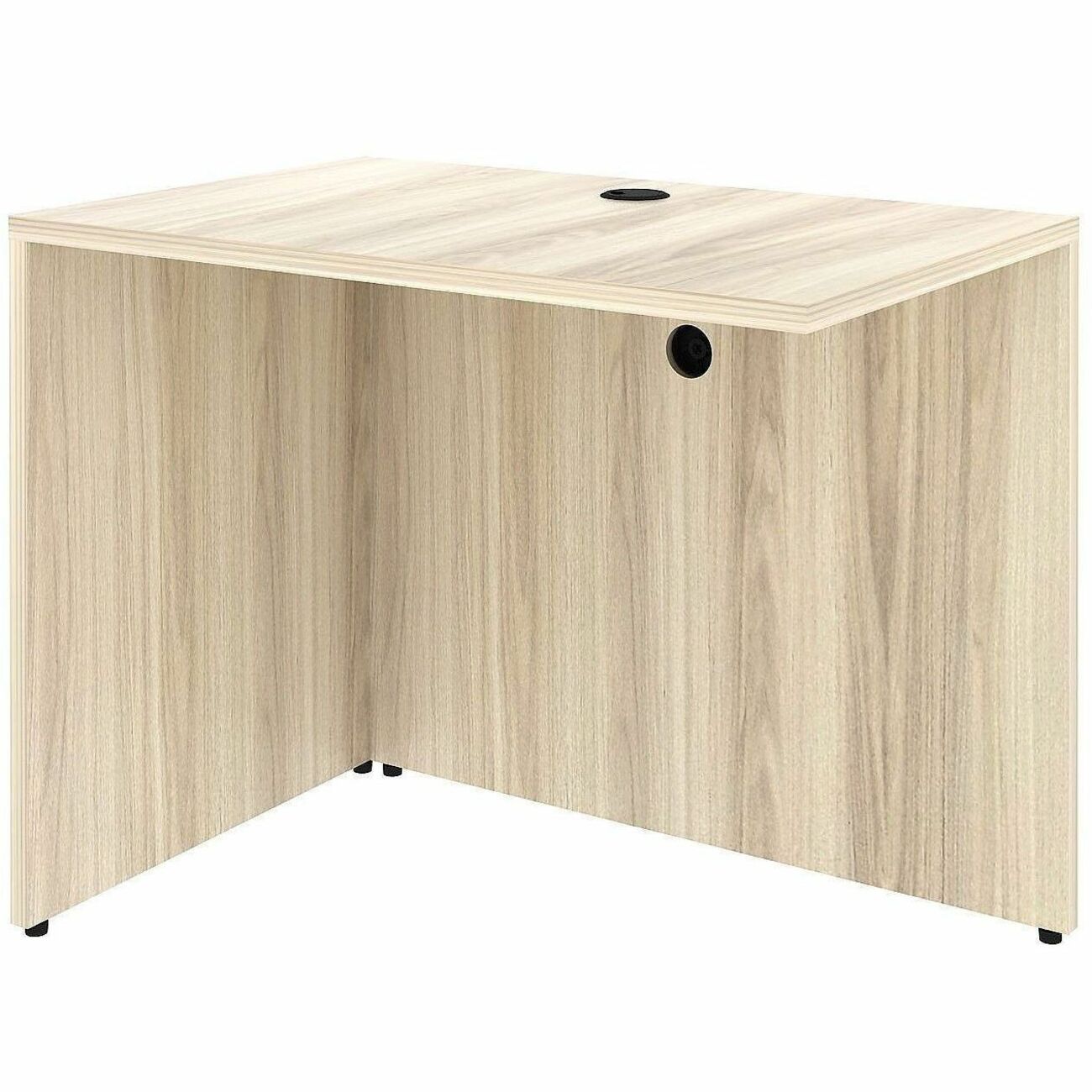 Lorell Essential Series Laminate Return Shell, 1" Thick Table Top, 29.5"H x 35"W x 24"D, Modern Elm Finish, Durable, Modesty & Privacy Panel, Adjustable Feet, Cord Management, Grommet, 1 Each