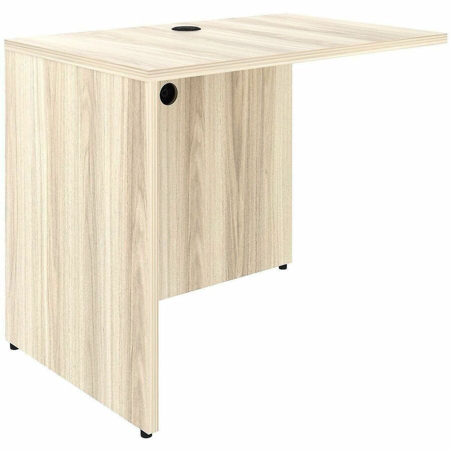 Lorell Essential Series Laminate Return Shell, 1" Thick Table Top, 29.5"H x 35"W x 24"D, Modern Elm Finish, Durable, Modesty & Privacy Panel, Adjustable Feet, Cord Management, Grommet, 1 Each