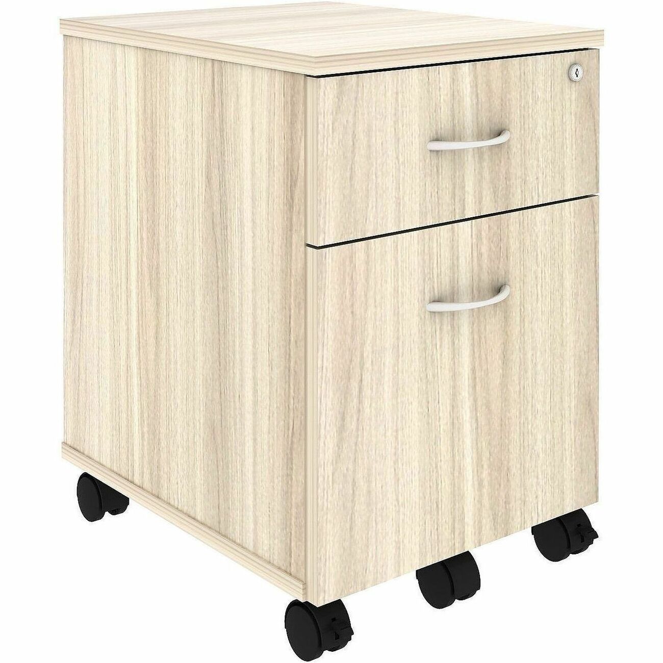 Lorell Essential Series Laminate Mobile Pedestal, 2 Drawers, Modern Elm Finish, 22.9"H x 15.7"W x 19.9"D, 1 Each