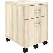 Lorell Essential Series Laminate Mobile Pedestal, 2 Drawers, Modern Elm Finish, 22.9"H x 15.7"W x 19.9"D, 1 Each