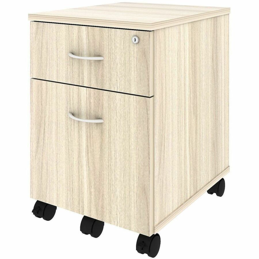 Lorell Essential Series Laminate Mobile Pedestal, 2 Drawers, Modern Elm Finish, 22.9"H x 15.7"W x 19.9"D, 1 Each